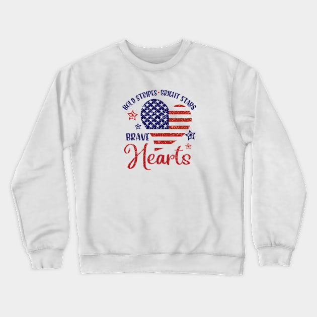 Bold Stripes Bright Stars Brave Hearts Crewneck Sweatshirt by Cun-Tees!